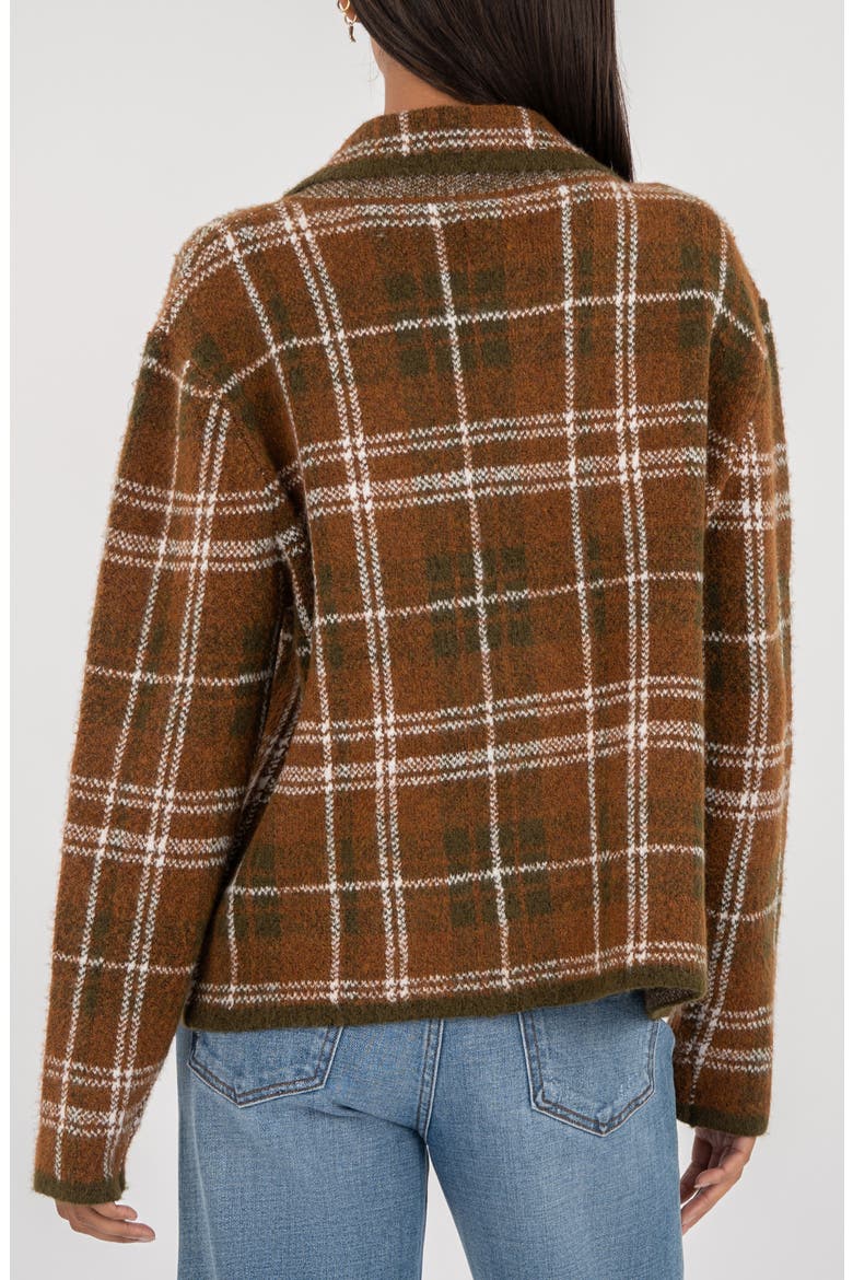 Gemma Plaid Sweater Jacket, Alternate, color, BROWN