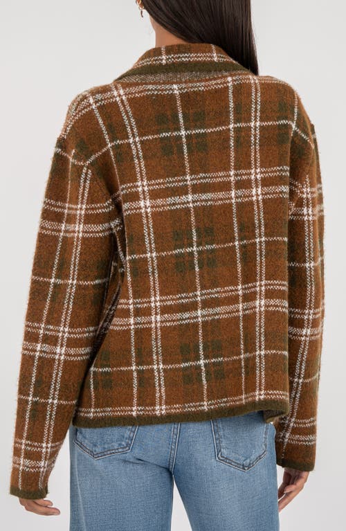 Kut From The Kloth Gemma Plaid Sweater Jacket In Brown