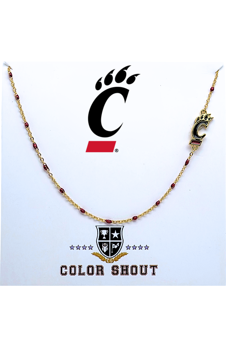 Color Shout University of Cincinatti Side Necklace, Main, color, Yellow Gold