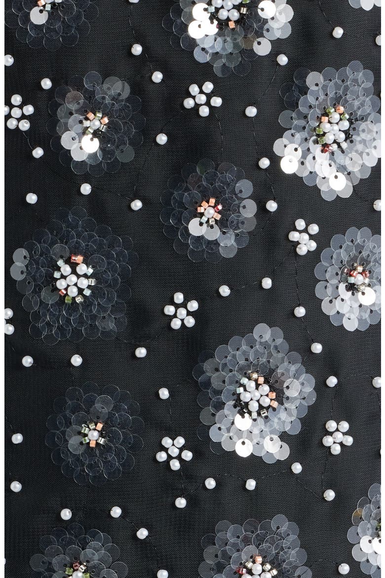 Ivette Sequin Flower Sleeveless Sheath Minidress, Alternate, color, BLACK MULTI