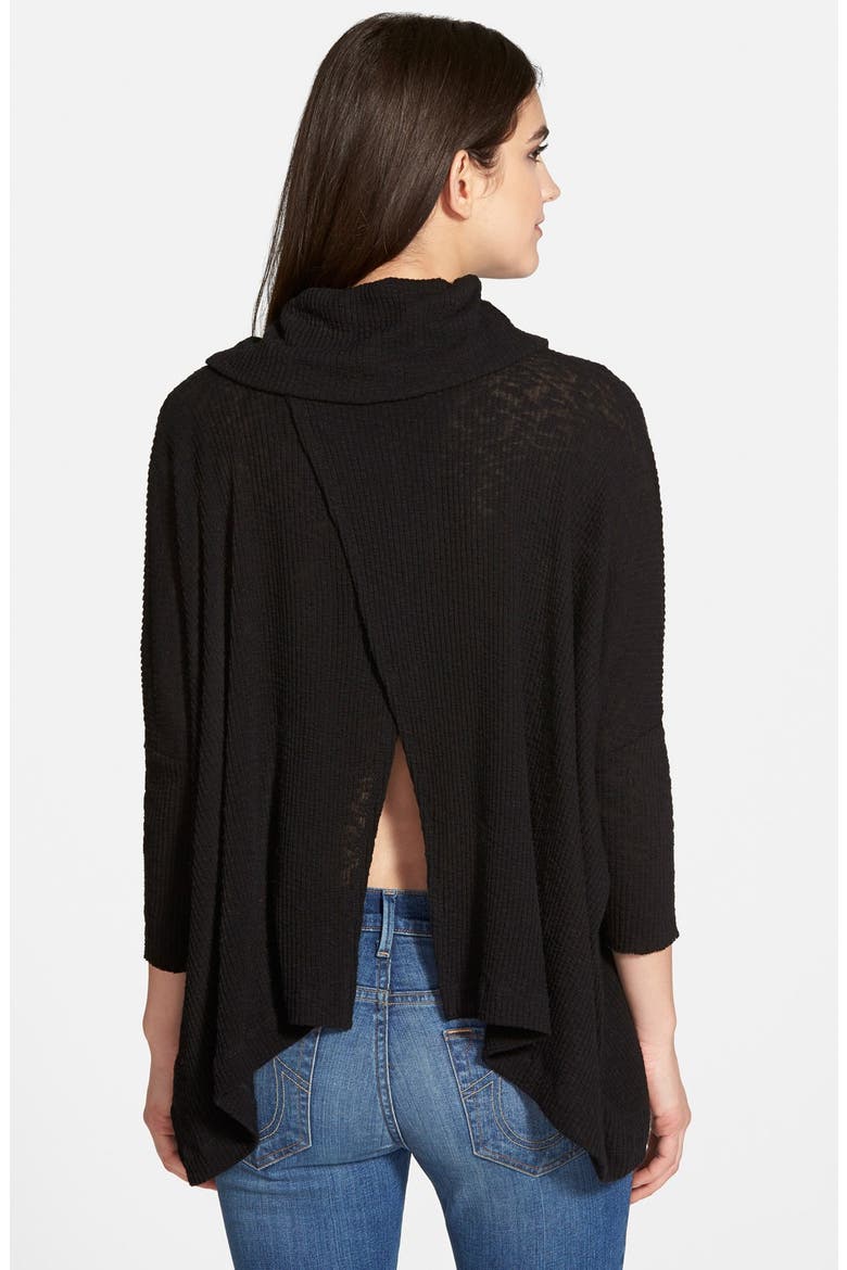 'World Traveler' Cowl Neck Pullover, Alternate, color, BLACK