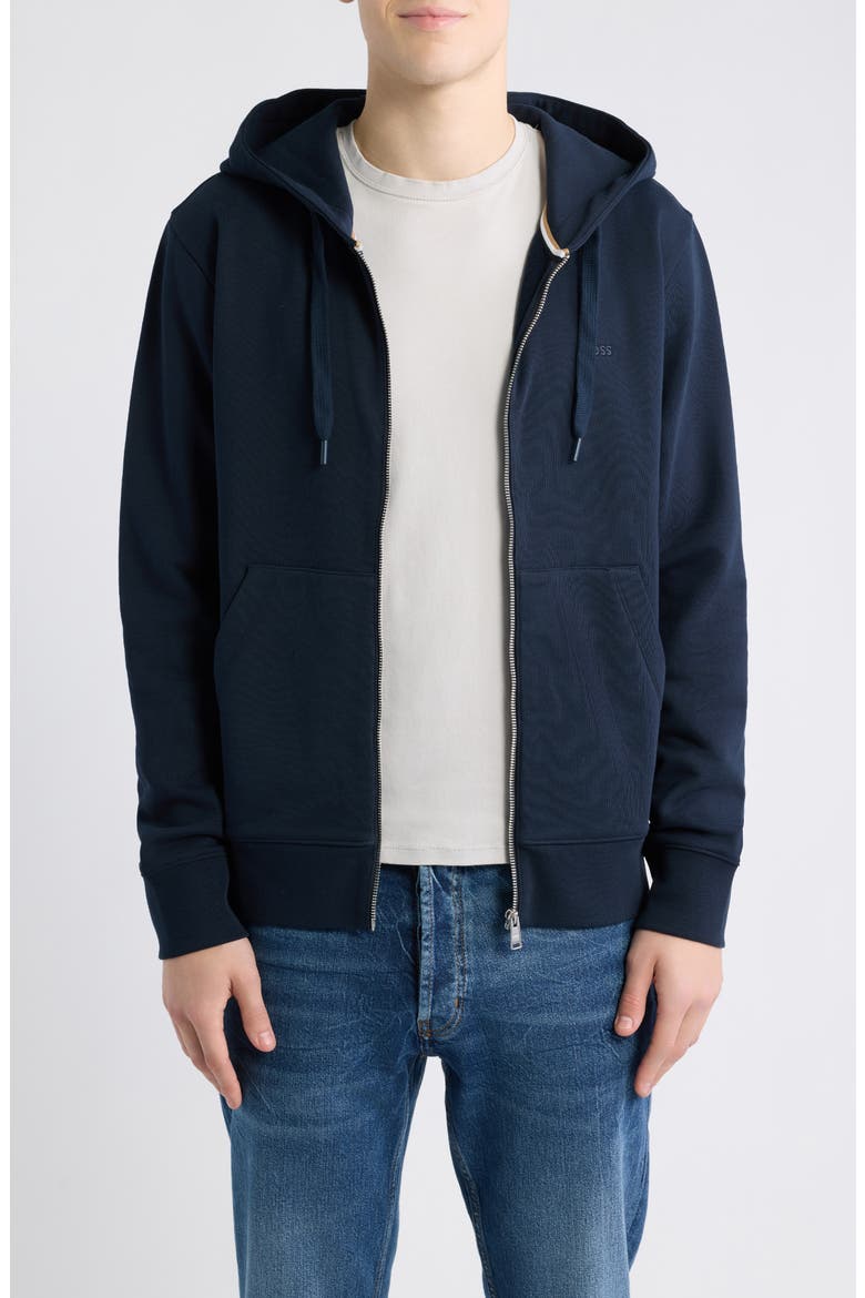 Spence Cotton French Terry Zip Hoodie, Main, color, DARK BLUE