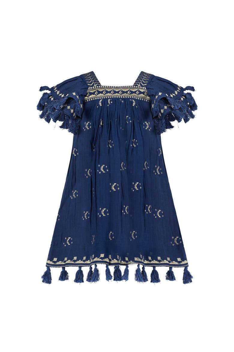 Mini Sandrine Womens Dress Galaxy Embroidery, Main, color, Blue