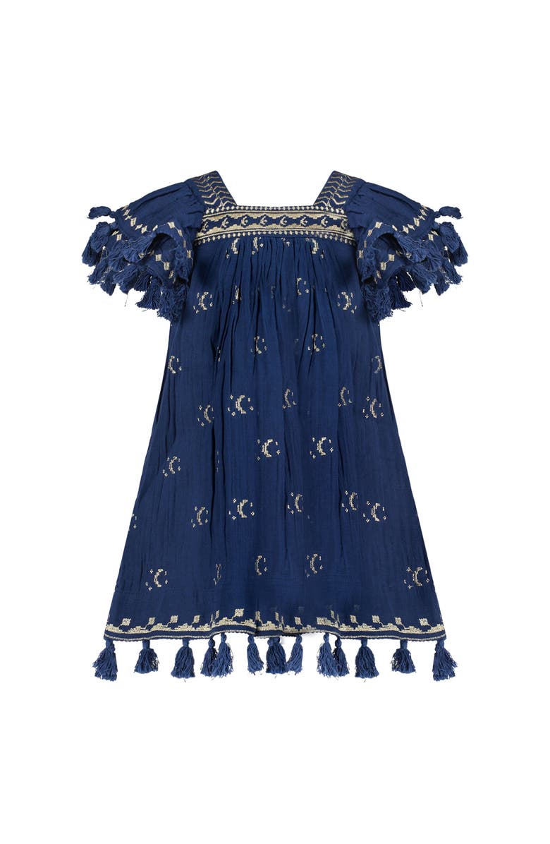 Mer St. Barth Mini Sandrine Womens Dress Galaxy Embroidery, Main, color, Blue