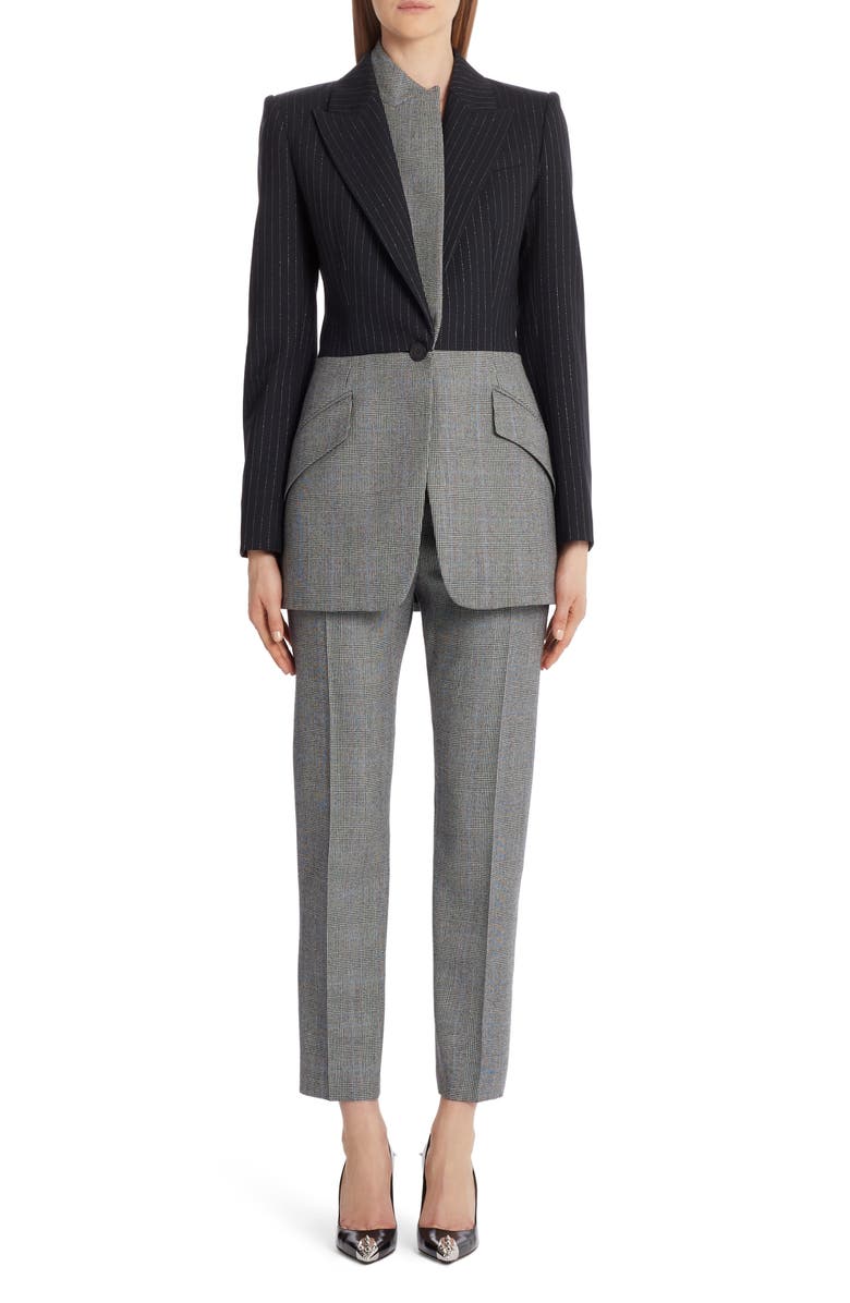 McQueen Alexander McQueen Mixed Media Blazer, Alternate, color, 