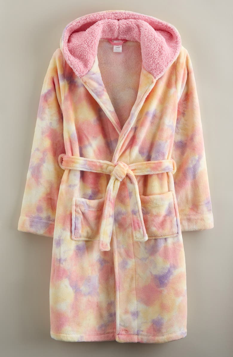Nordstrom Kids
Print Fleece Hooded Robe, Main, color, Pink-Yellow Dye Pack