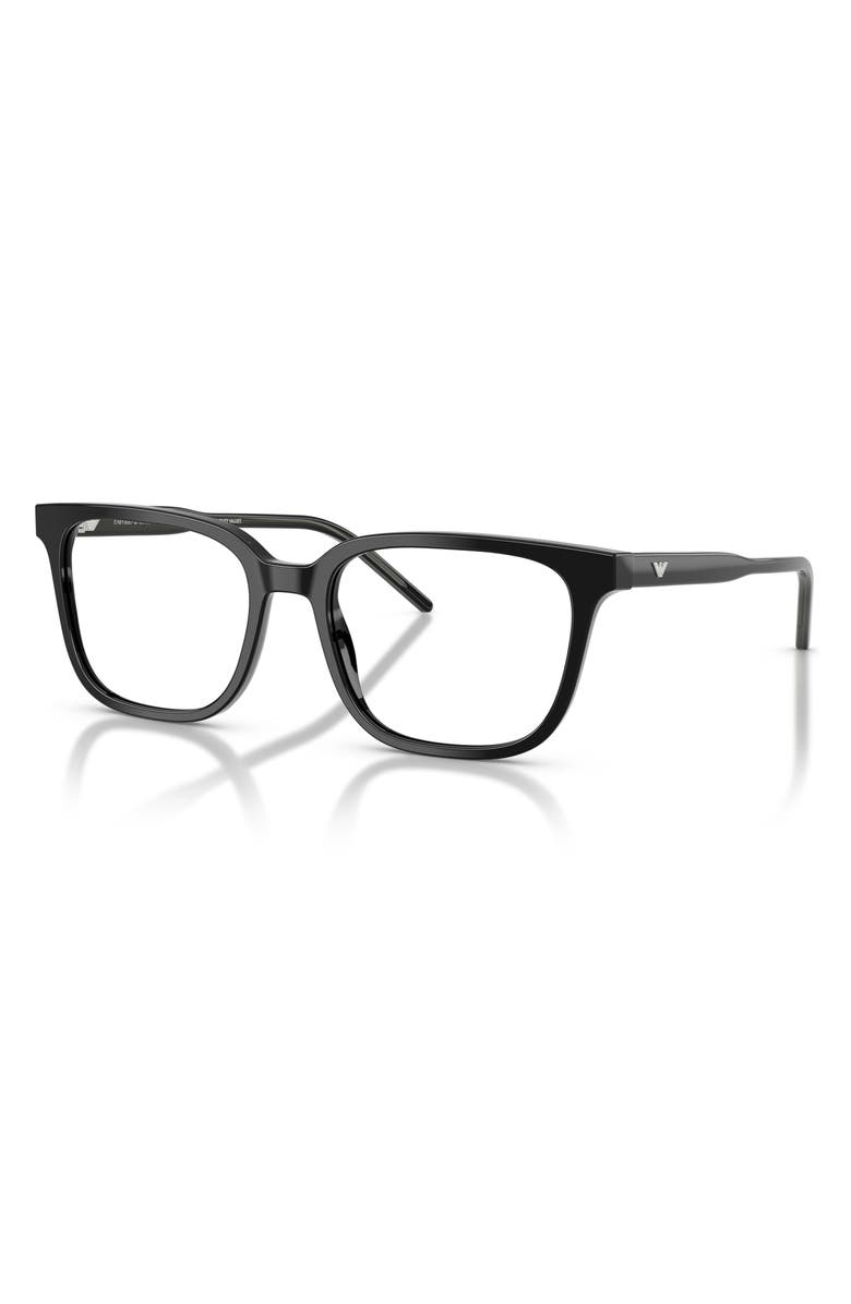 Emporio Armani 54mm Square Optical Glasses, Alternate, color, Shiny Black / Demo Lens