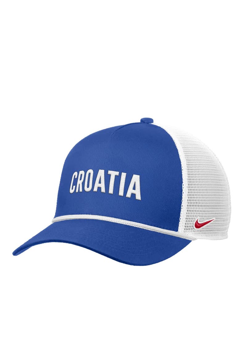 Men's Nike Royal Croatia National Team Rise Rope Trucker A-Frame Adjustable Hat, Main, color, Royal