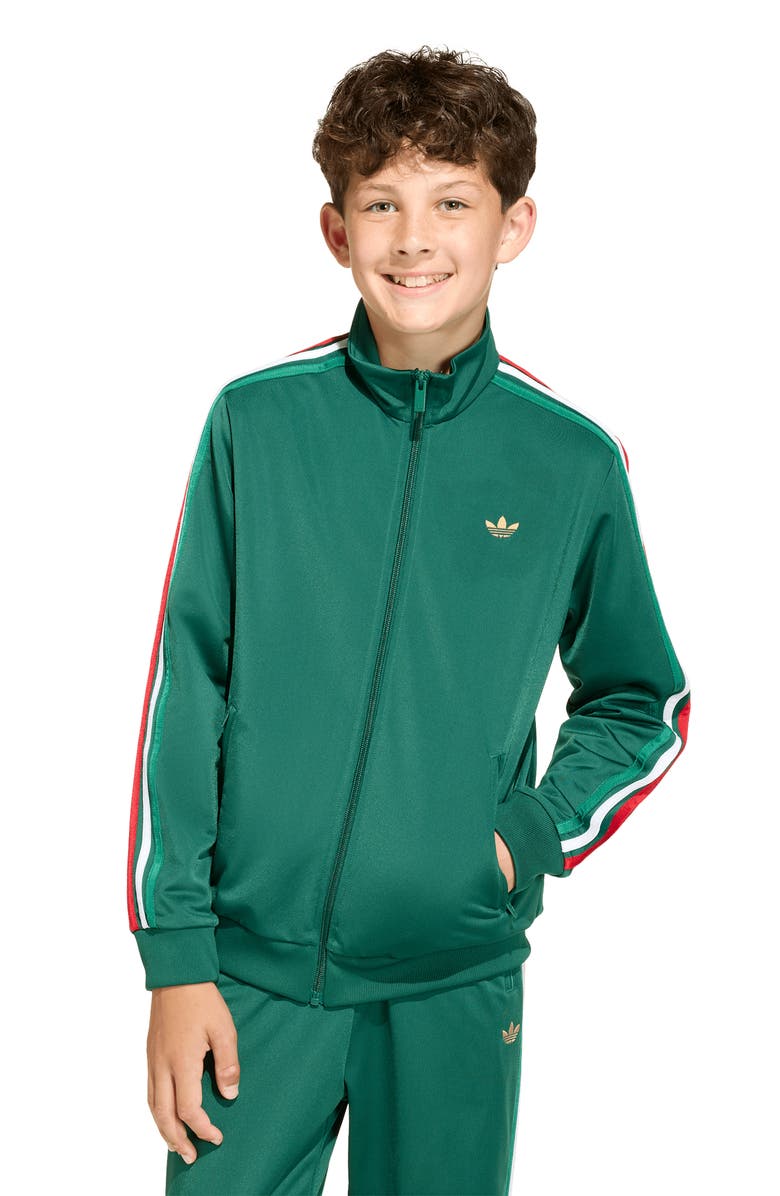 adidas Originals Kids' Firebird Recycled Polyester Track Jacket, Alternate, color, Team Dark Green/Dark Football Gold