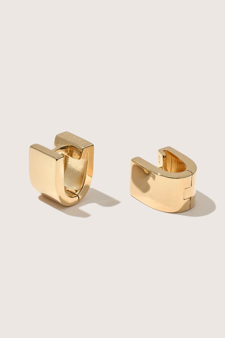 14kt Gold Vermeil  Chunky Square Huggies, Main, color, Yellow Toned Gold