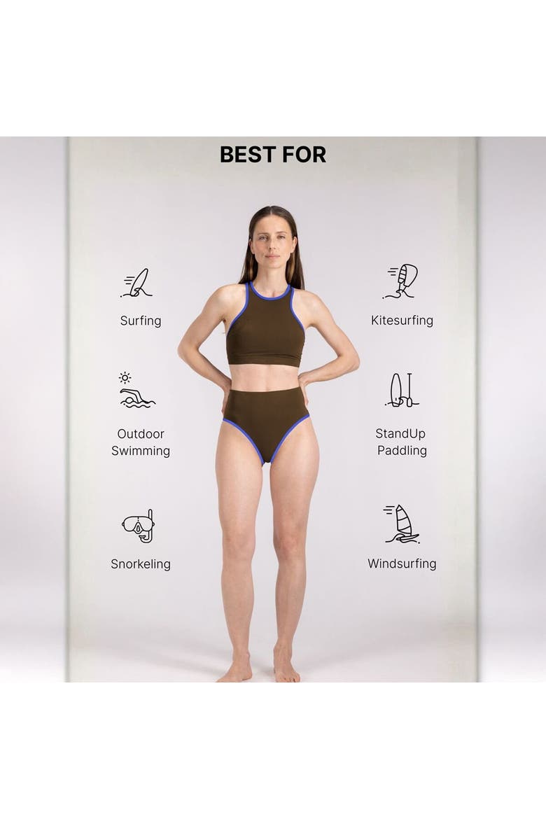 High Waist Bikini Bottom - Women's, Alternate, color, Coffee/Blue