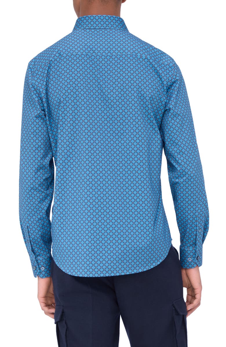 Bugatchi Jules OoohCotton<sup>®</sup> Diagonal Check Button-Up Shirt, Alternate, color, Night Blue