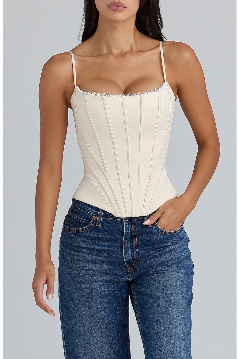 Cadie Satin Corset Top, Main, color, CREAM