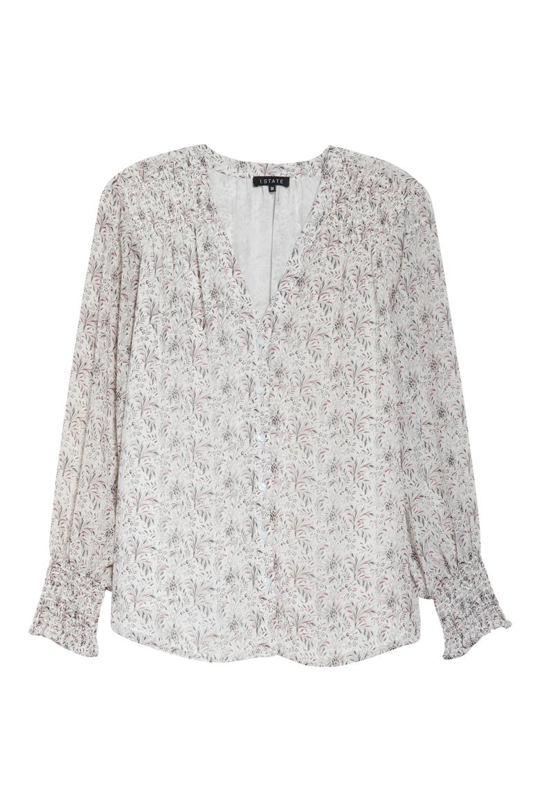 Print Button-Up Blouse, Alternate, color, SOFT ECRU MULTI
