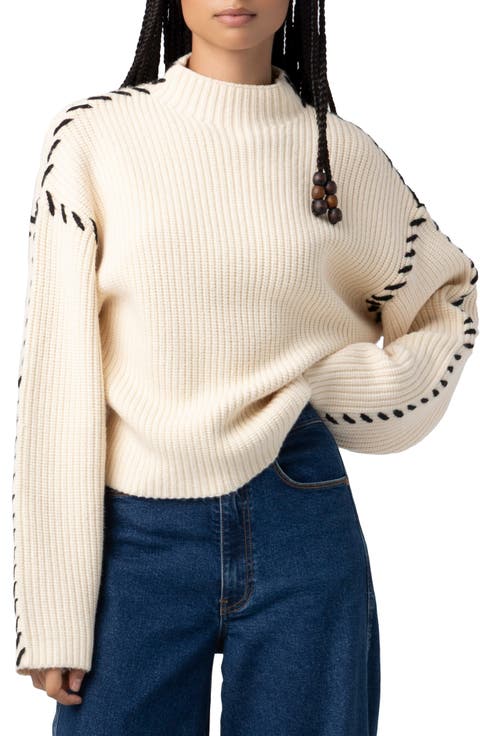 Whip Stitch Mock Neck Sweater