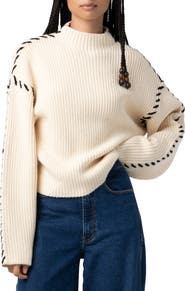 BLANKNYC Whip Stitch Mock Neck Sweater