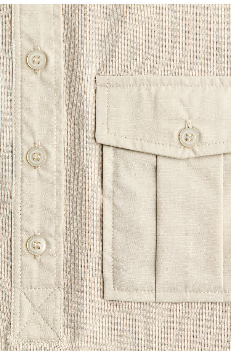 H&M Pima cotton henley shirt, Alternate, color, Beige