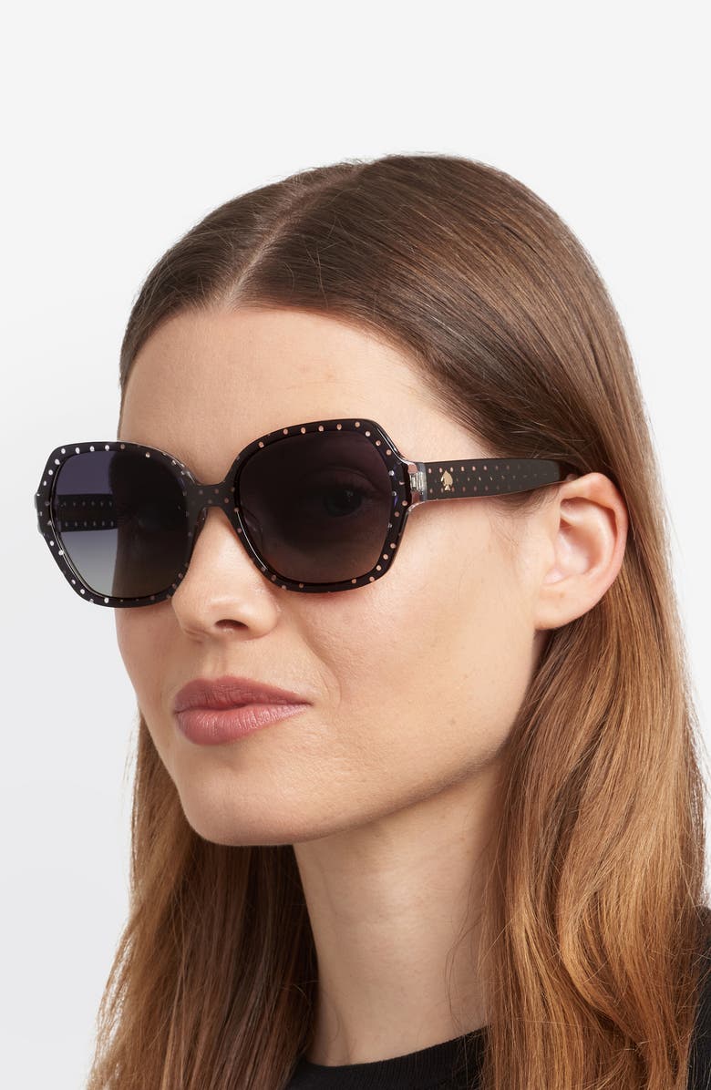 Kate Spade New York layne 57mm geometric square sunglasses, Alternate, color, Pattern Black/ Dark Grey Sf