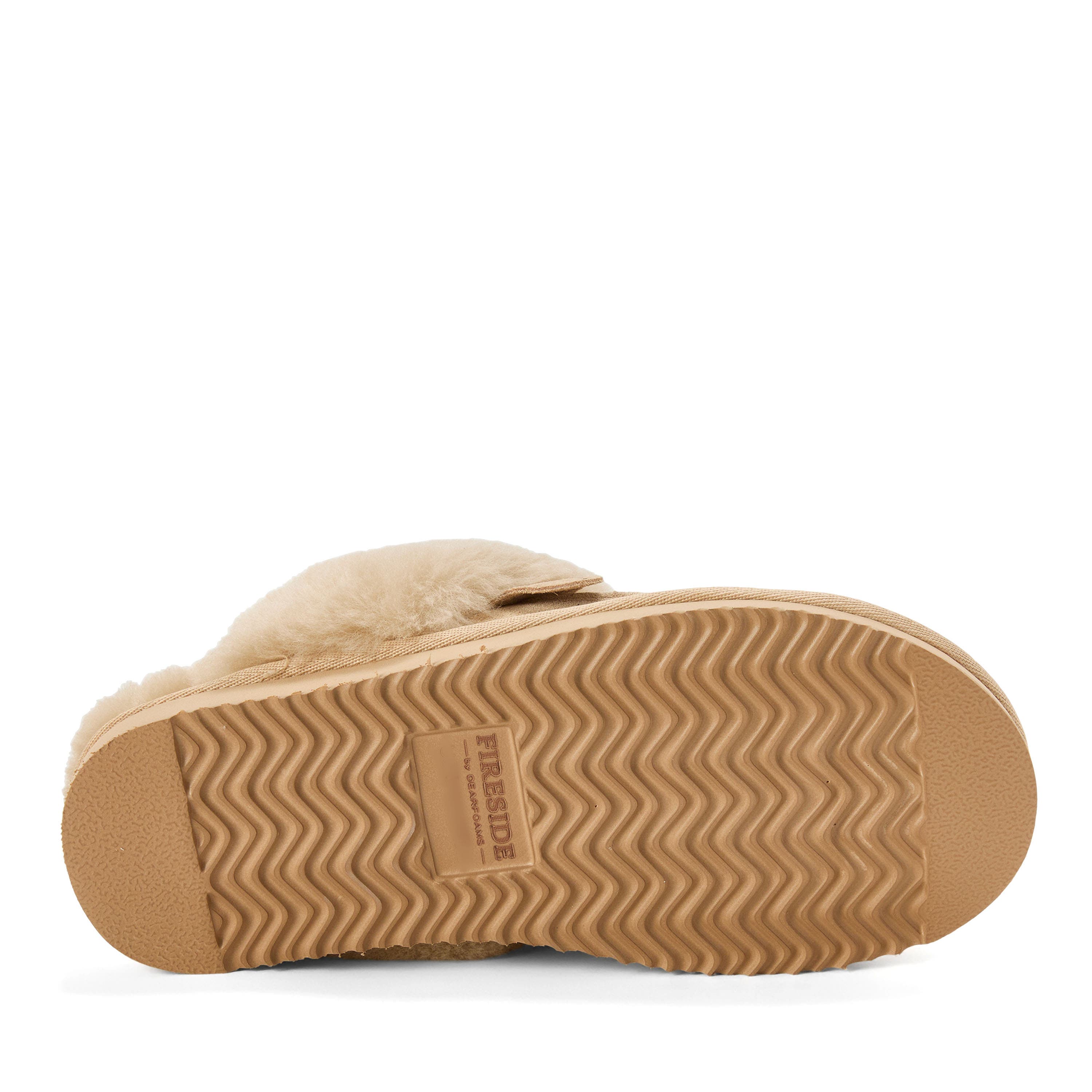 Fireside Melville Genuine Shearling Scuff Slipper, Alternate, color, SAND