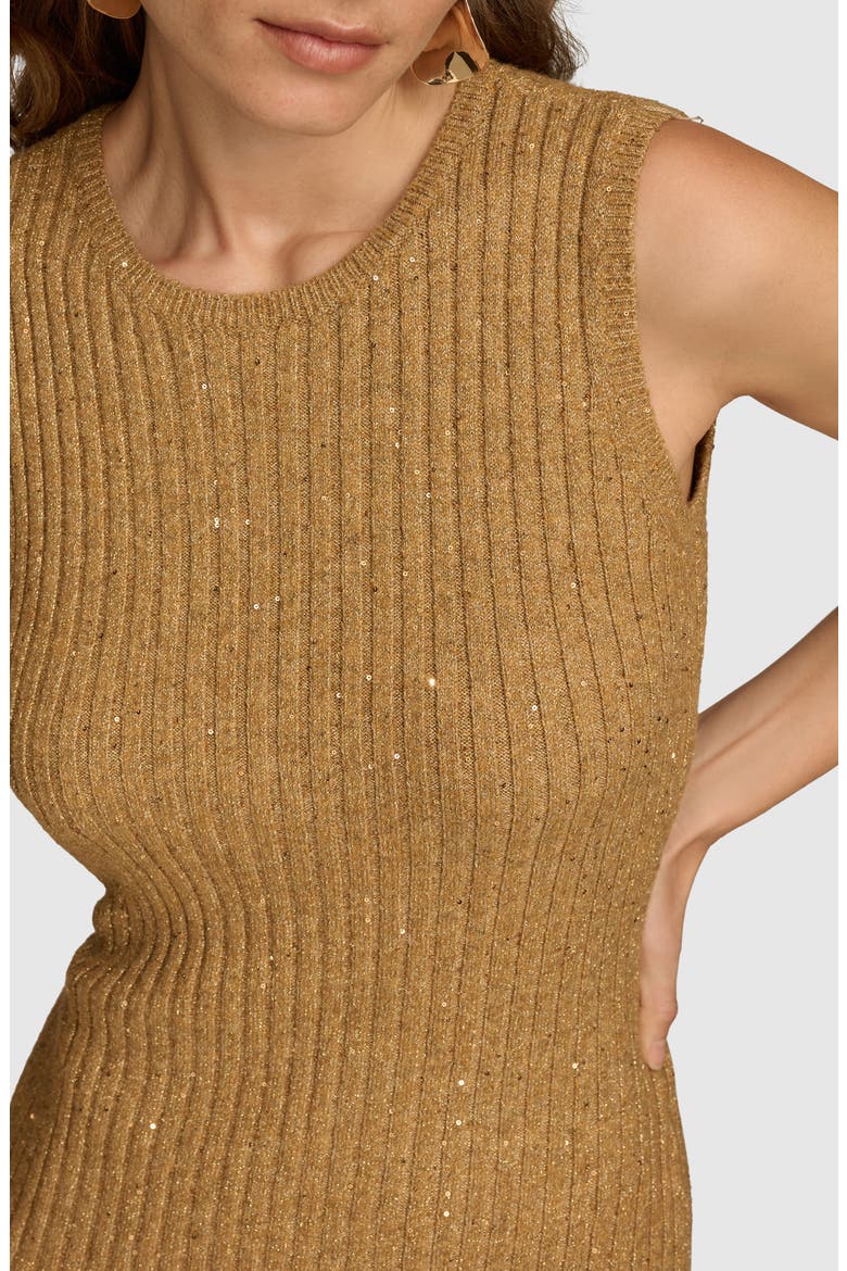 Metallic Long Sleeve Rib Sweater Dress, Alternate, color, GOLD