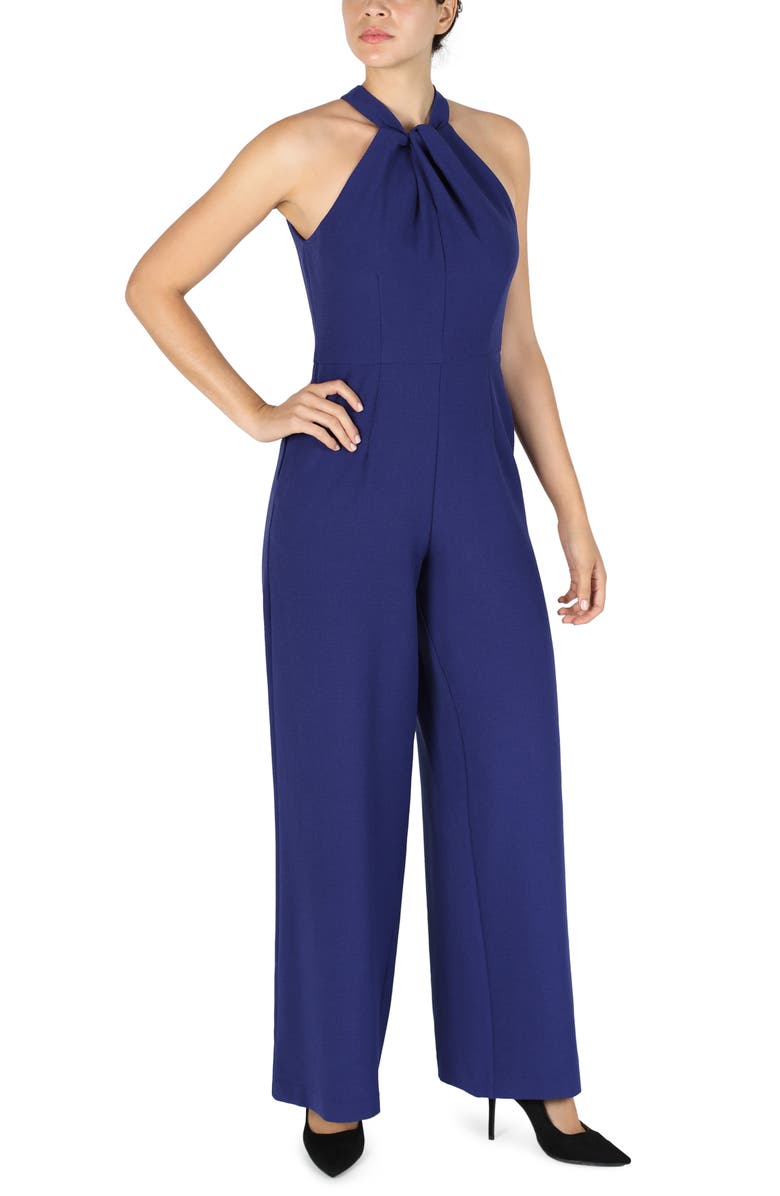 Julia Jordan Halter Neck Wide Leg Jumpsuit, Alternate, color, Indigo