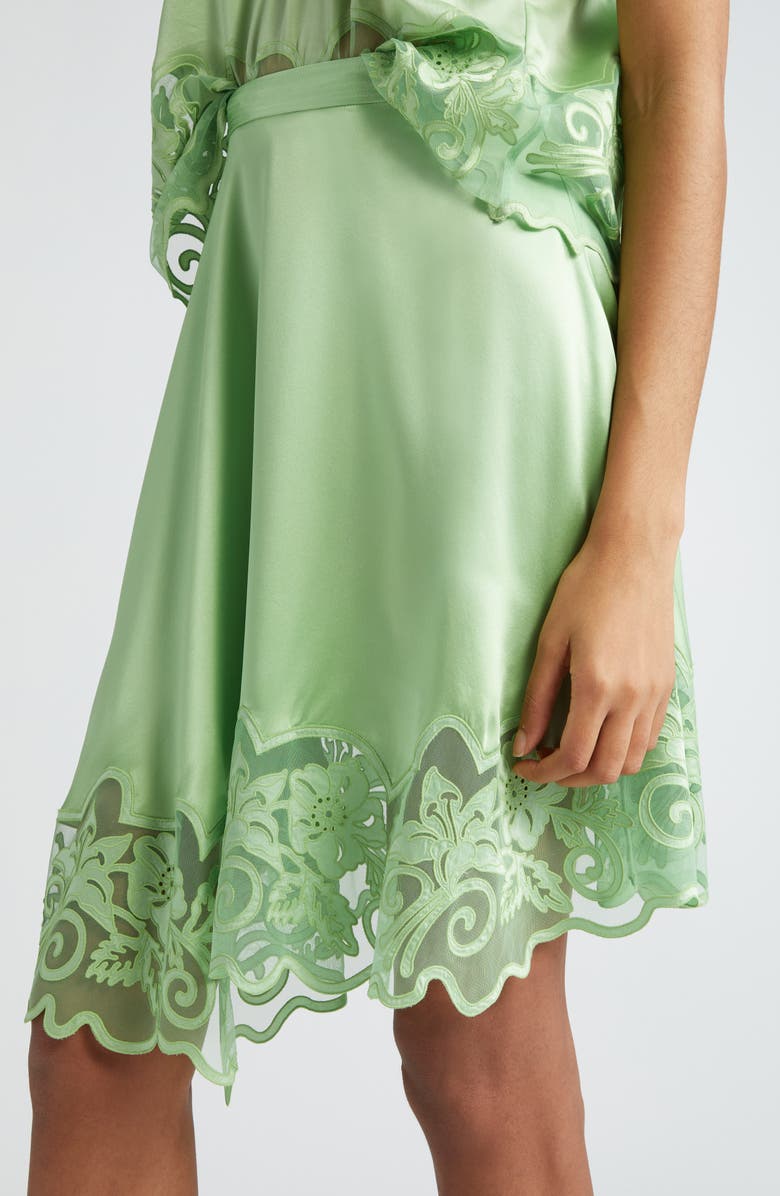 Ulla Johnson Avalon Lace Trim Silk Maxi Skirt, Alternate, color, Celadon