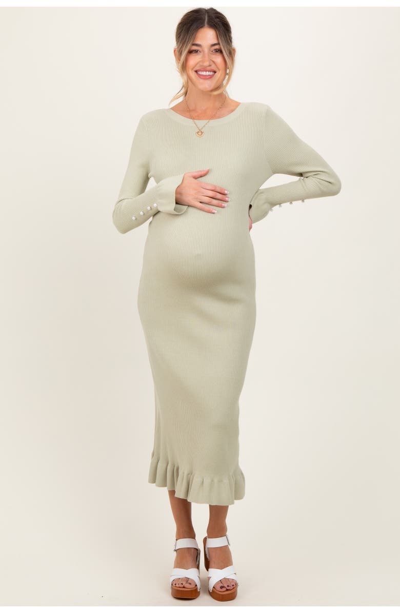 PinkBlush Ribbed Knit Bow Back Maxi Dress, Main, color, Light Olive