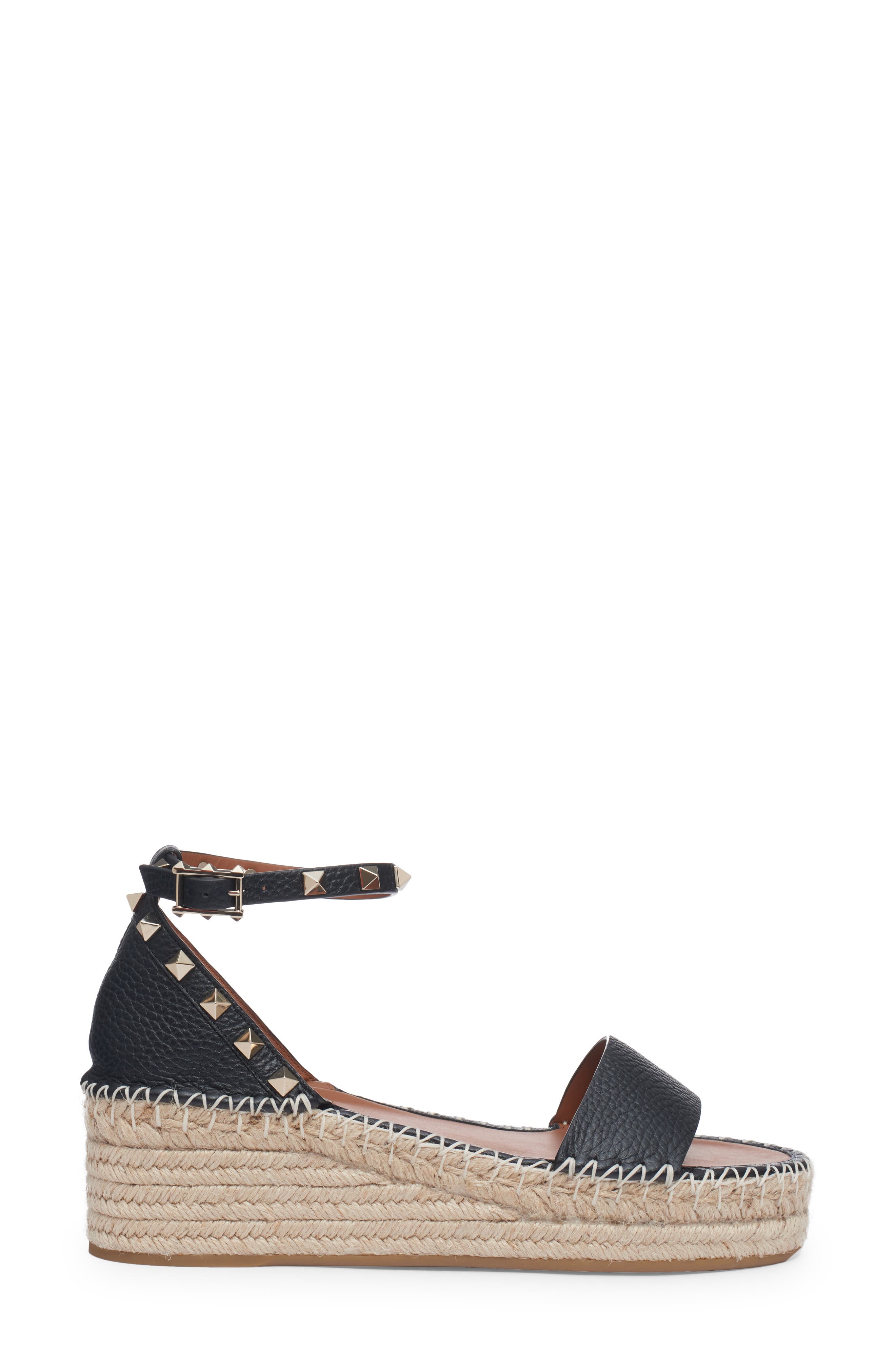Valentino Garavani Rockstud Espadrille Platform Sandal, Alternate, color, 