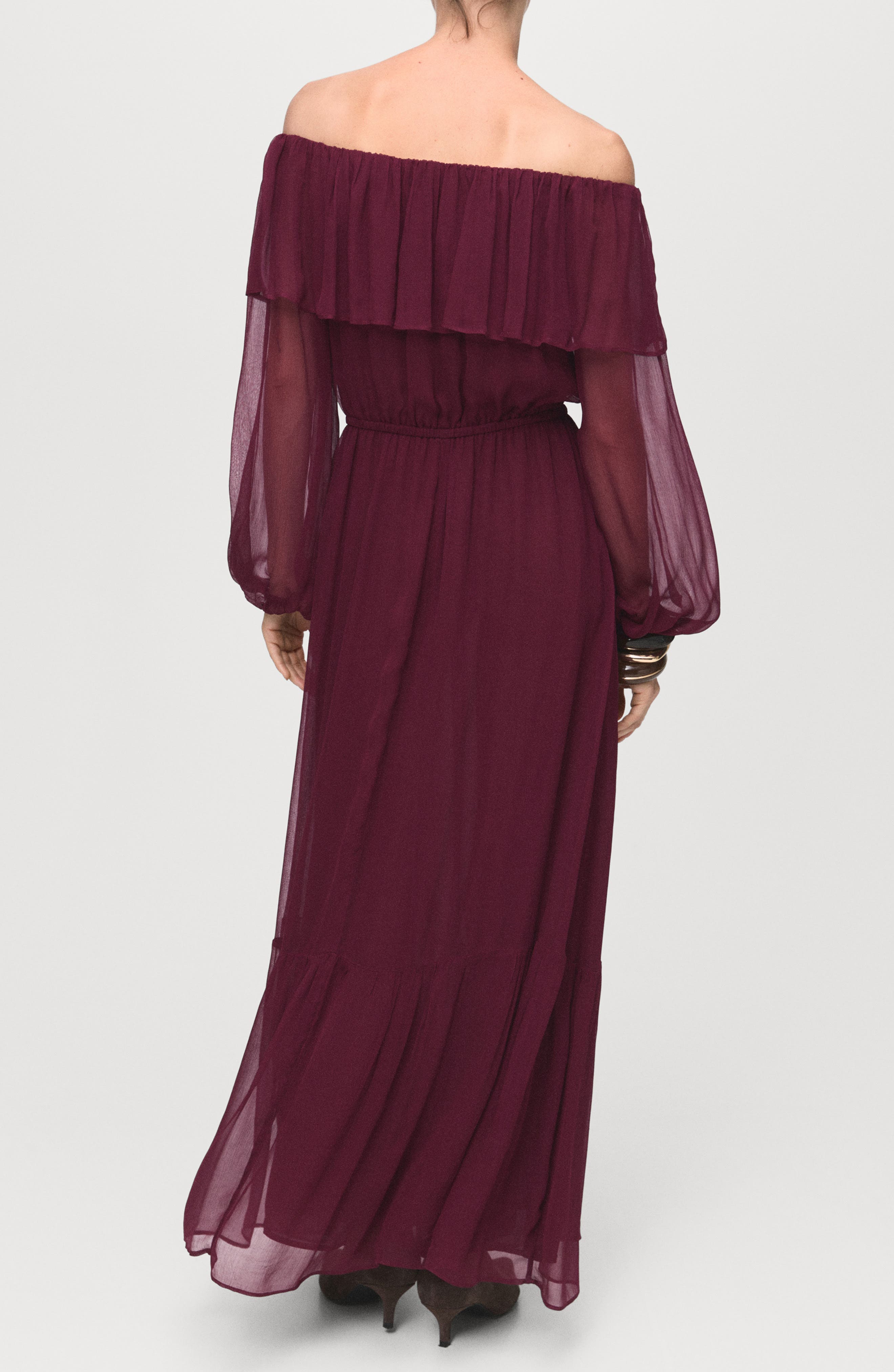 Ruffle Off the Shoulder Long Sleeve Maxi Dress - image 2