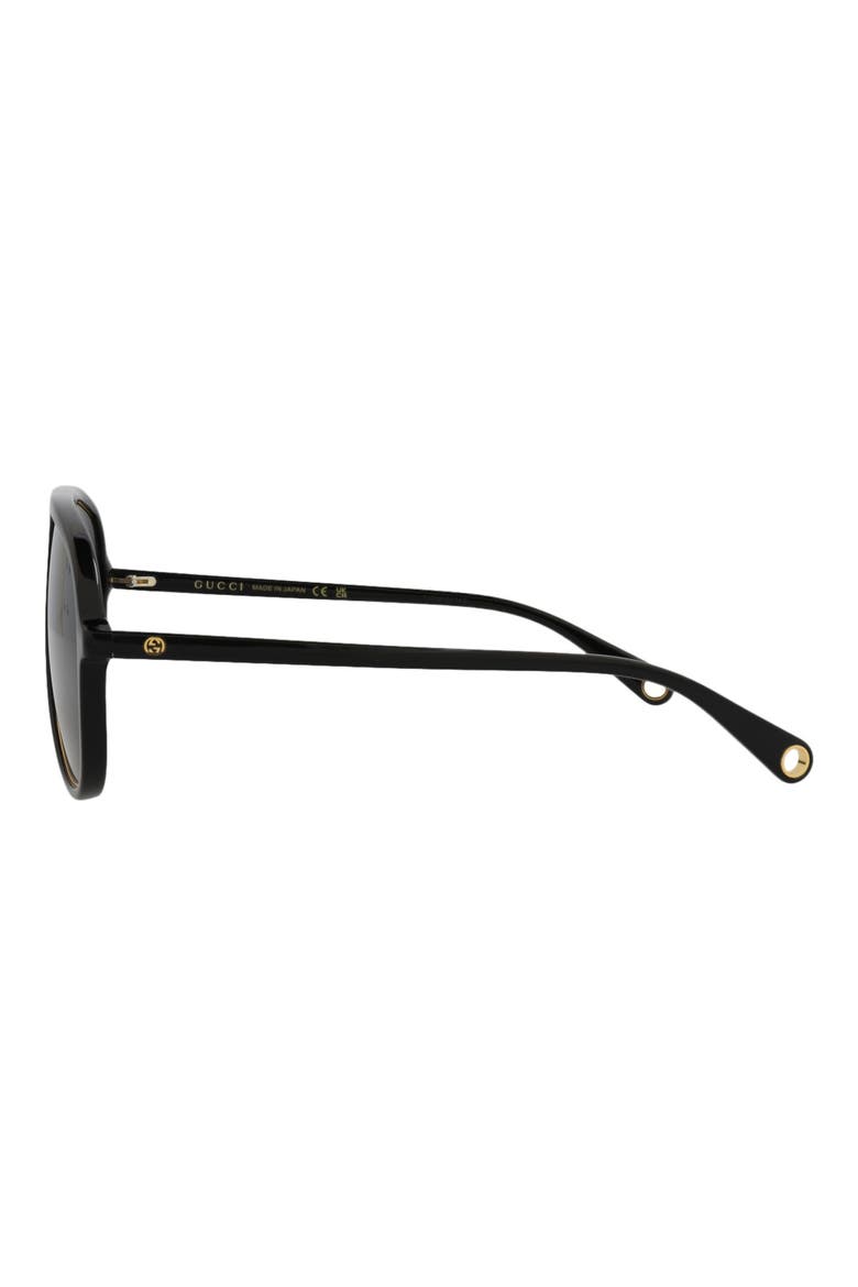 57mm Aviator Sunglasses, Alternate, color, BLACK BLACK GREY
