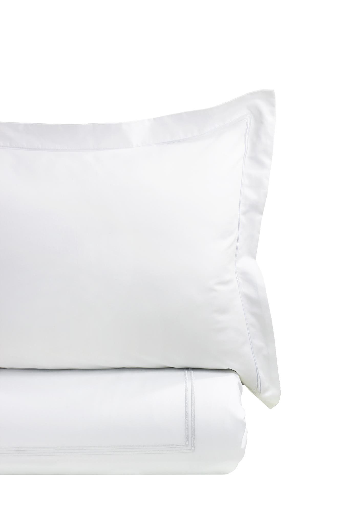 MELANGE HOME Dual Stripe Embroidered 600 Thread Count Cotton Duvet Set