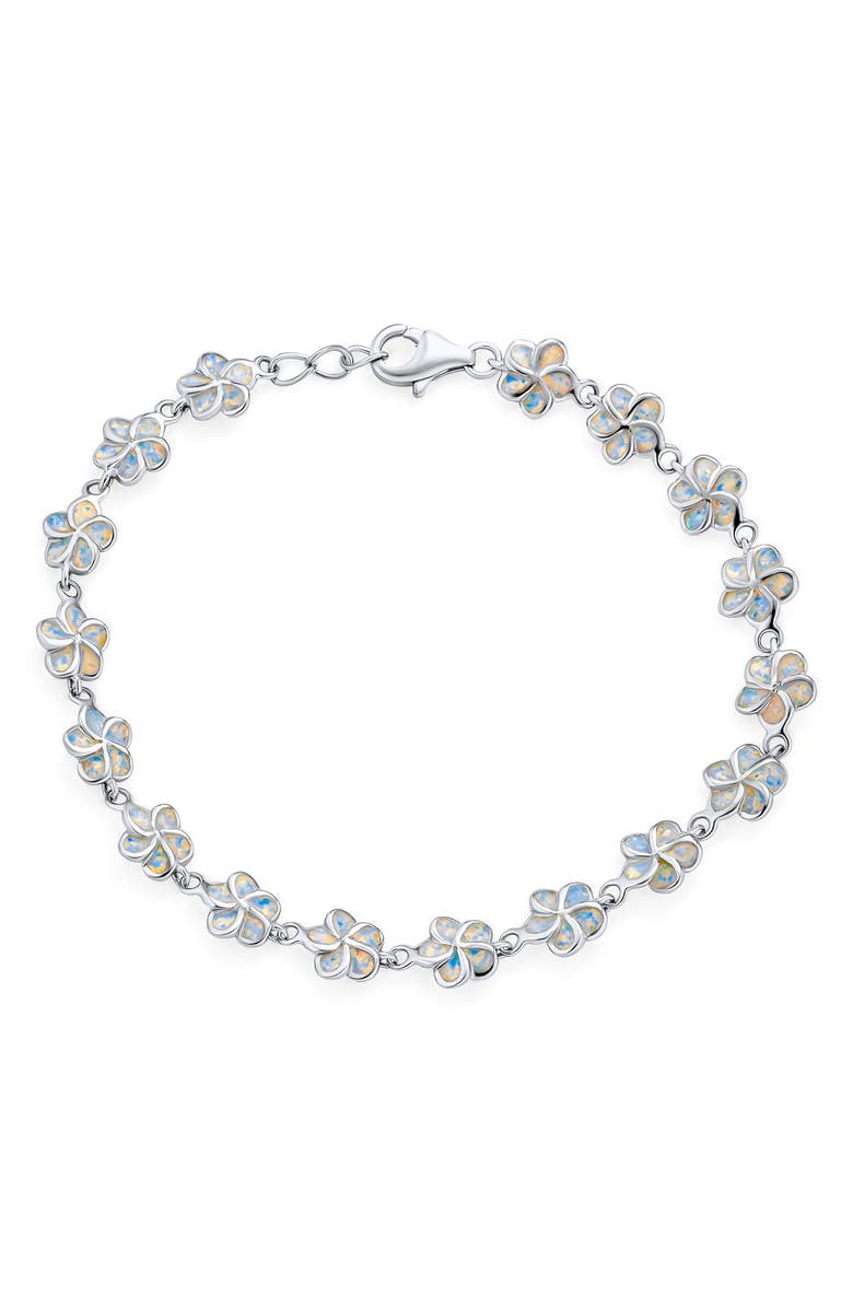 BLING JEWELRY Sterling Silver Opal Flower Bracelet, Main, color,