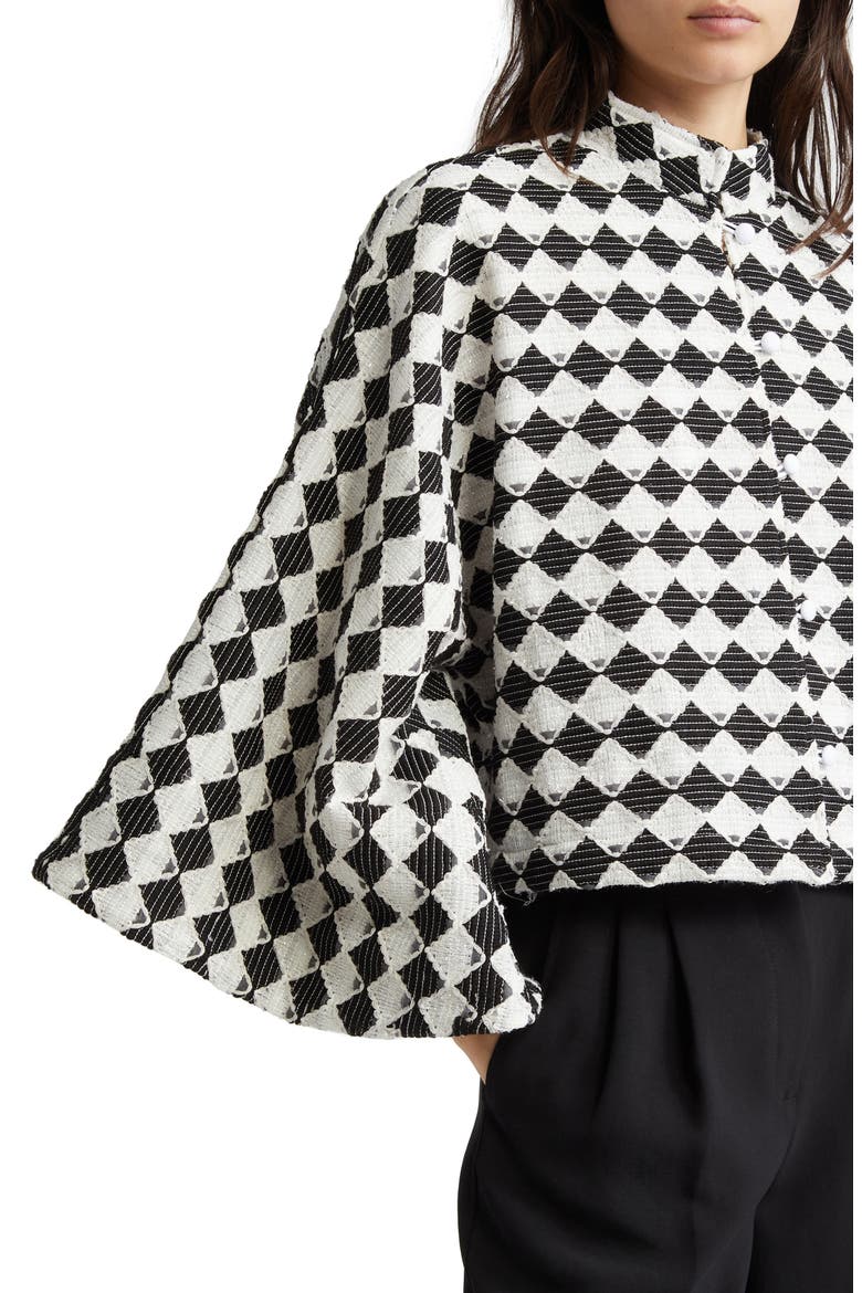 Check Crop Jacket, Alternate, color, BLACK/ WHITE