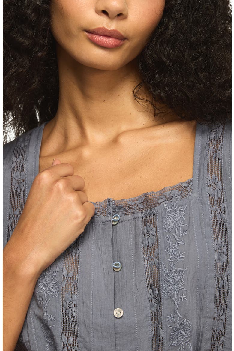 Lacy Cap Sleeve Shirt, Alternate, color, FLINT STONE
