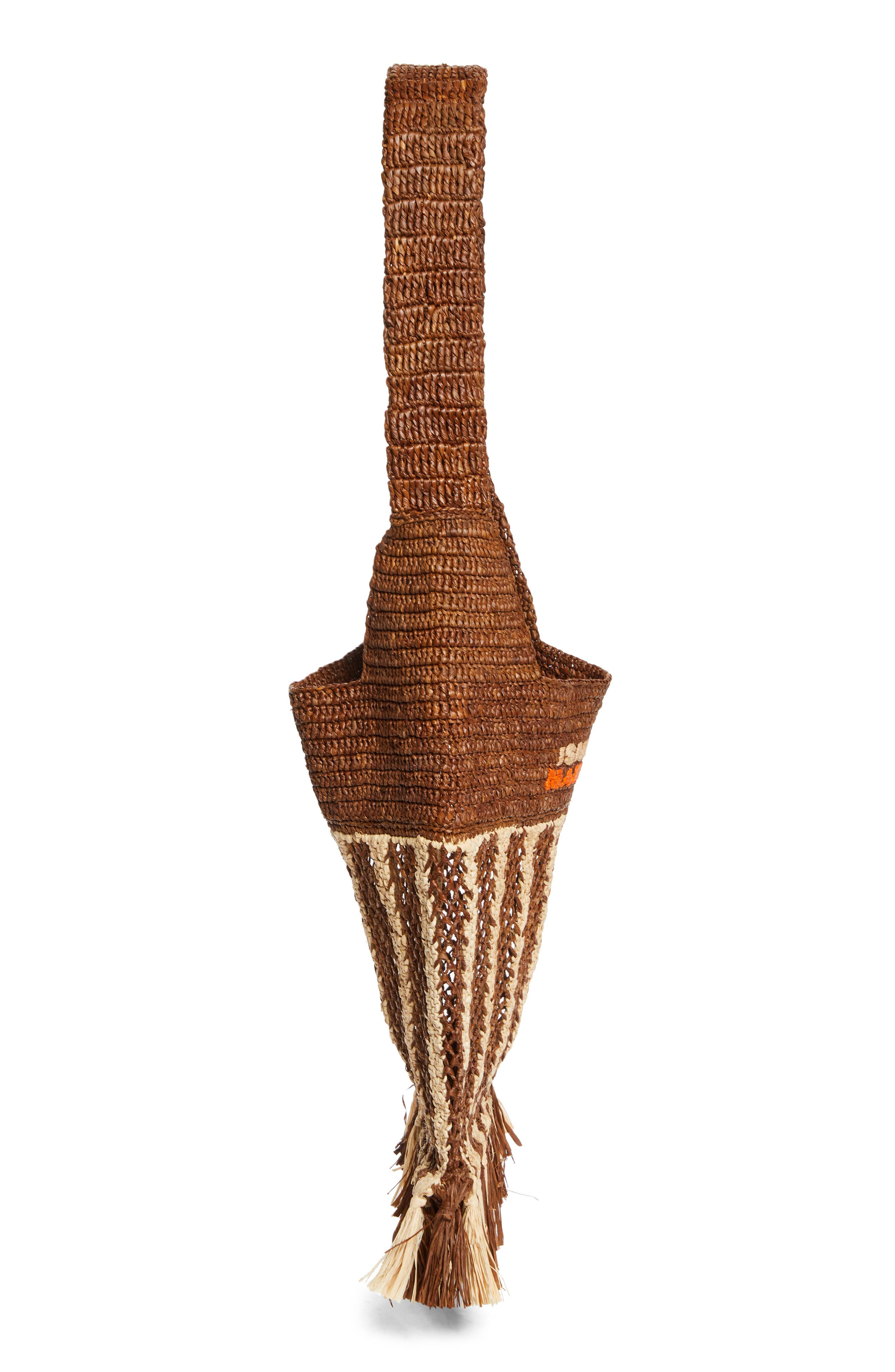 Isabel Marant Small Praia Fringe Raffia Tote, Alternate, color, Natural/ Brown