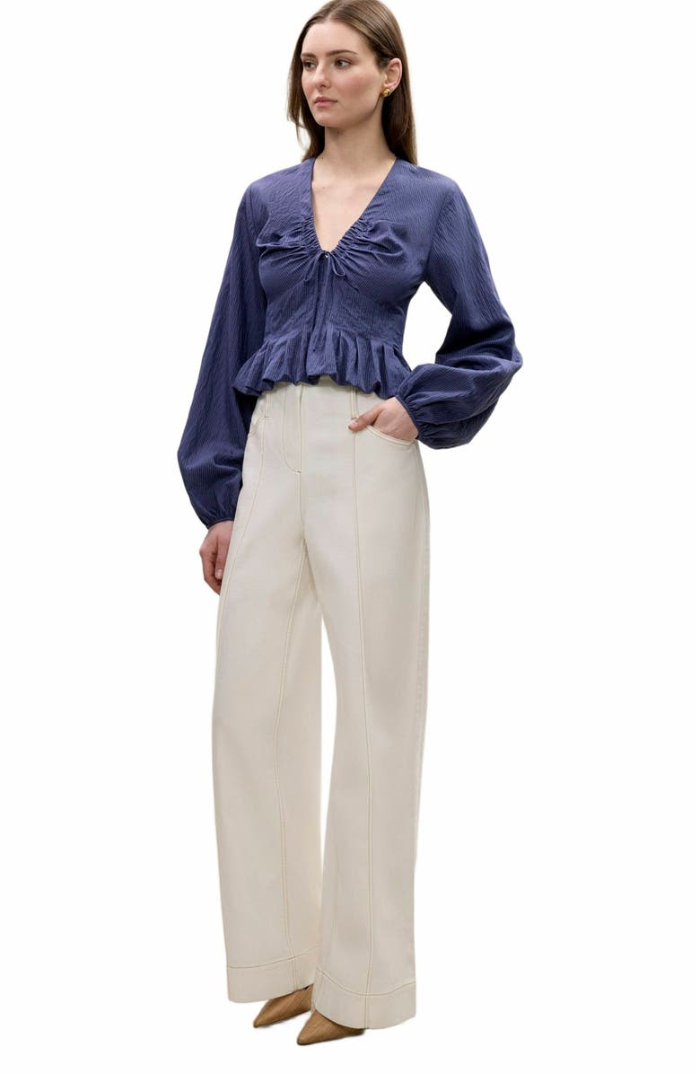 Rebecca Taylor Allegra Stripe Blouse, Alternate, color, Navy