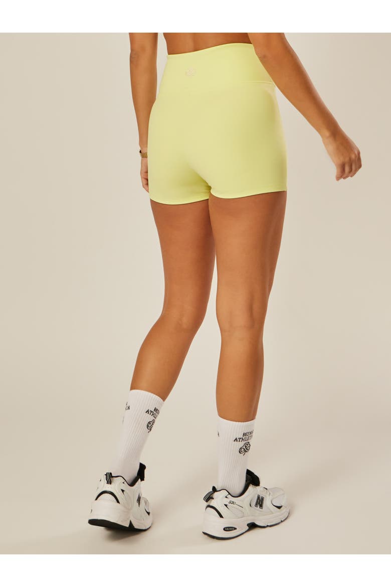 Stretch High Rise Wrap-Waist Mini Shorts, Alternate, color, Sunny Lime