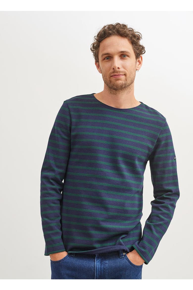 MERIDIEN MODERNE - Original Heavyweight Breton Shirt, Main, color, navy/pine green