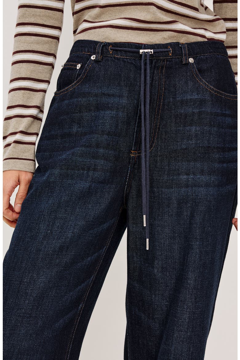 Normandie Wide Leg Drawcord Waistband Jeans, Alternate, color, RINSE WASH
