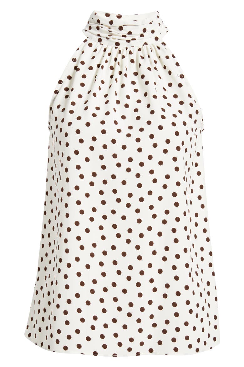 Shirred Neck Sleeveless Top, Alternate, color, WHITE DOVE/ DARK CHOCOLATE