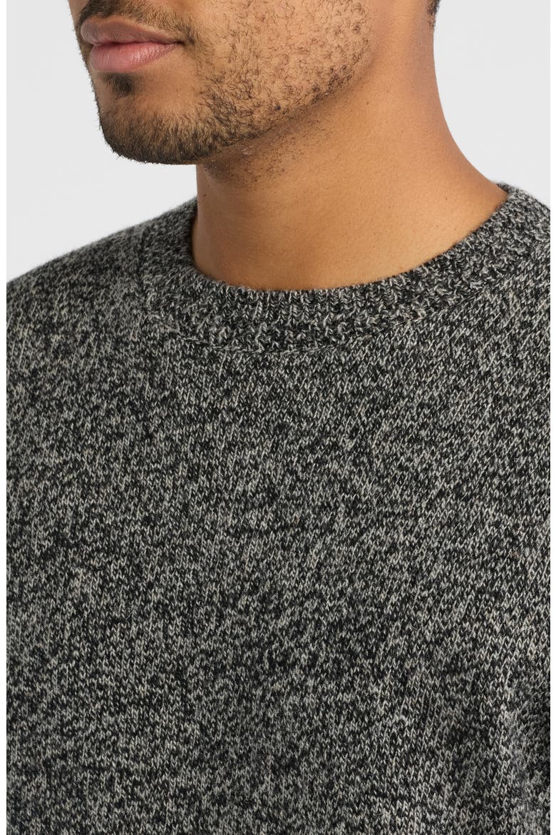 Marled Wool Crewneck Sweater, Alternate, color, BLACK/ WHEAT HEATHER