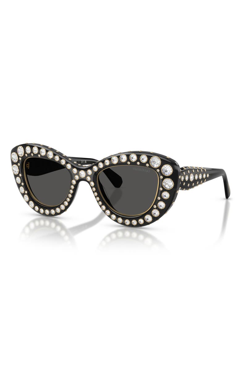 Swarovski 49mm Cat Eye Sunglasses, Alternate, color, Transparent Dark Grey / Grey