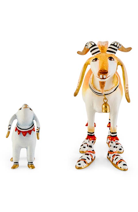 Patience Brewster Nativity Set of 2 Goat Ornaments