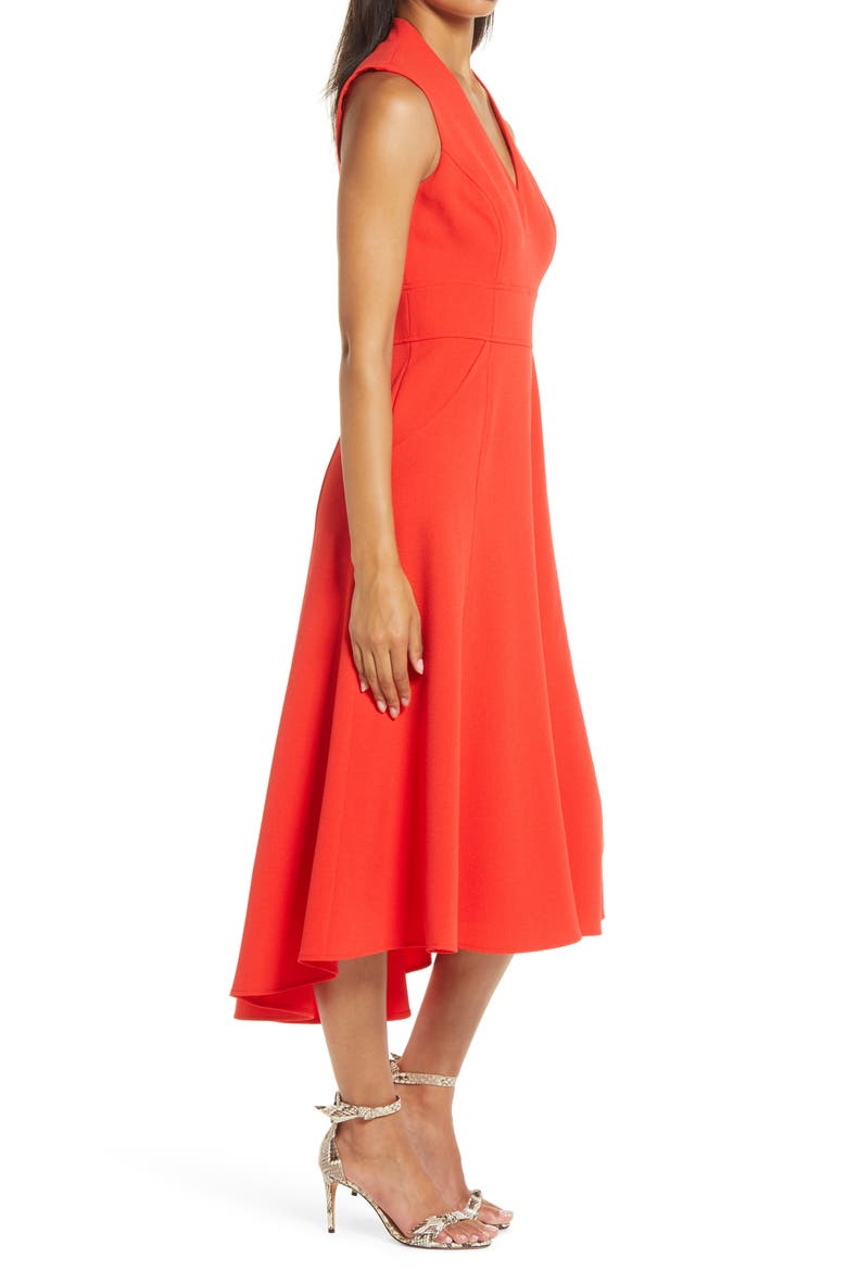 High/Low Fit & Flare Dress, Alternate, color, RED