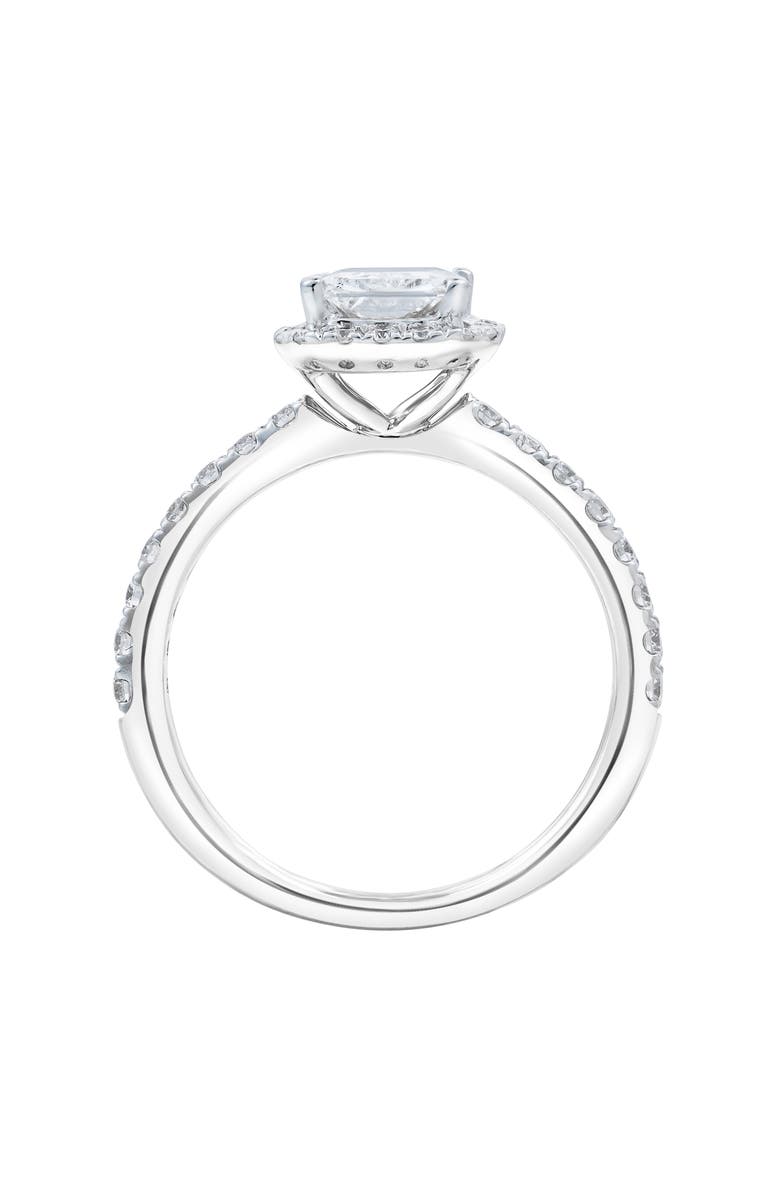 LuvMyJewelry Basma 14K White Gold Radiant Cut Lab Grown Diamond Halo Engagement Ring - 2 Ct, Alternate, color, 14K White Gold