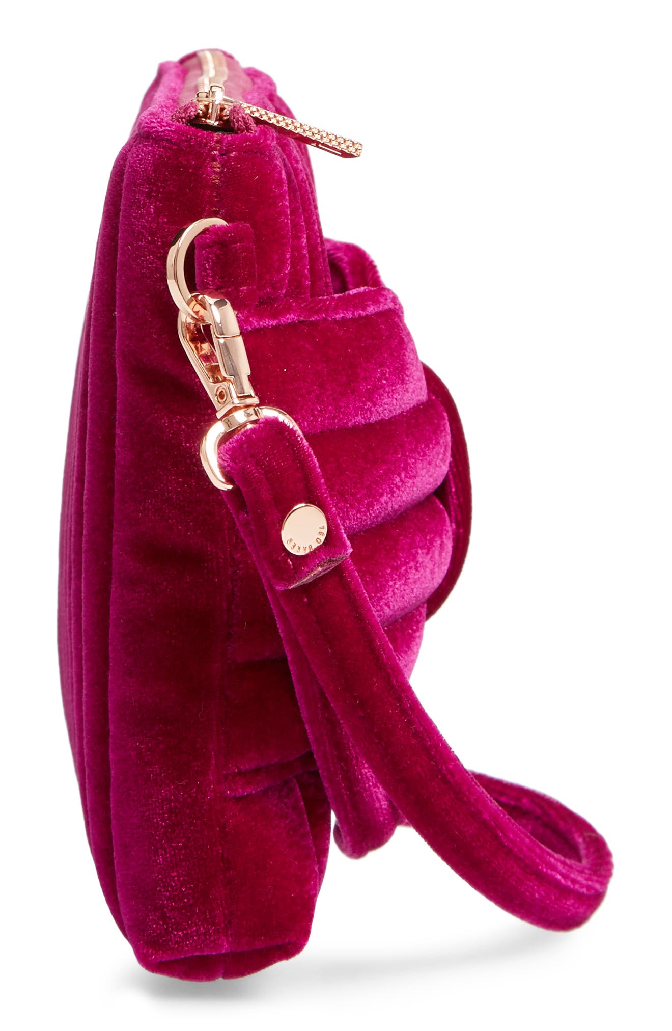 Ted Baker London Junie Bow Quilted Velvet Wristlet, Alternate, color, 
