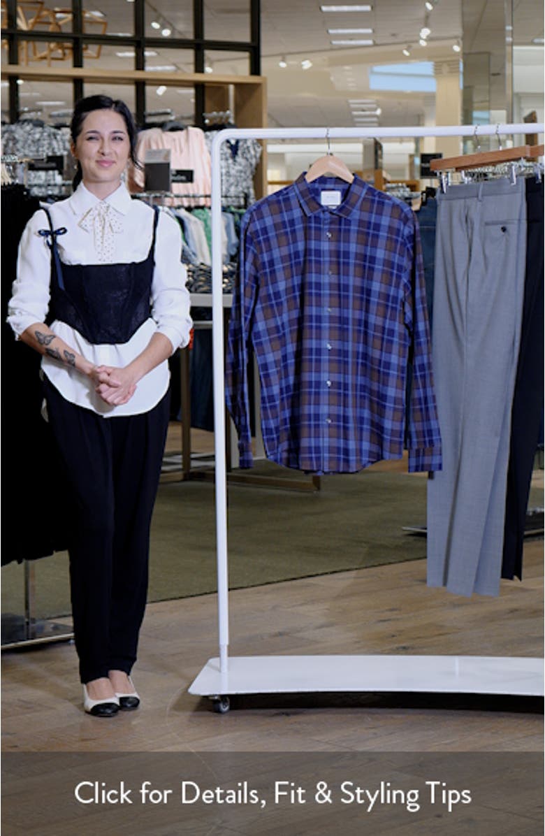 Hutcheson Standard Fit Plaid Cotton Twill Button-Up Shirt, sales video thumbnail