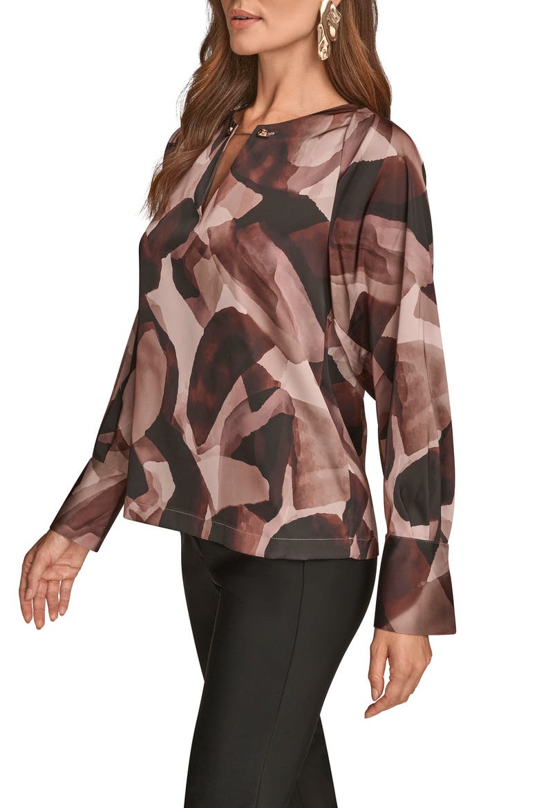 Abstract Print Chain Detail Long Sleeve Top, Alternate, color, NOLITA MULTI