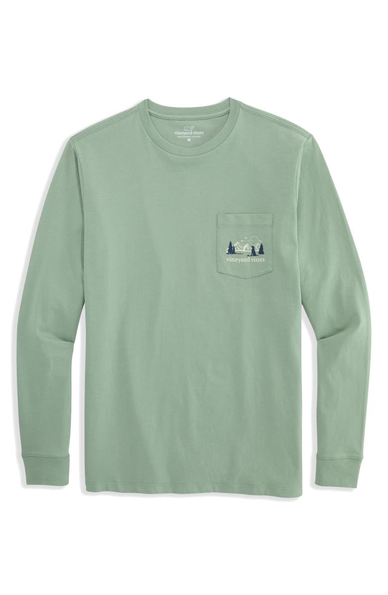 vineyard vines Mountain Dog Long Sleeve Pocket Graphic T-Shirt, Main, color, Dune Grass