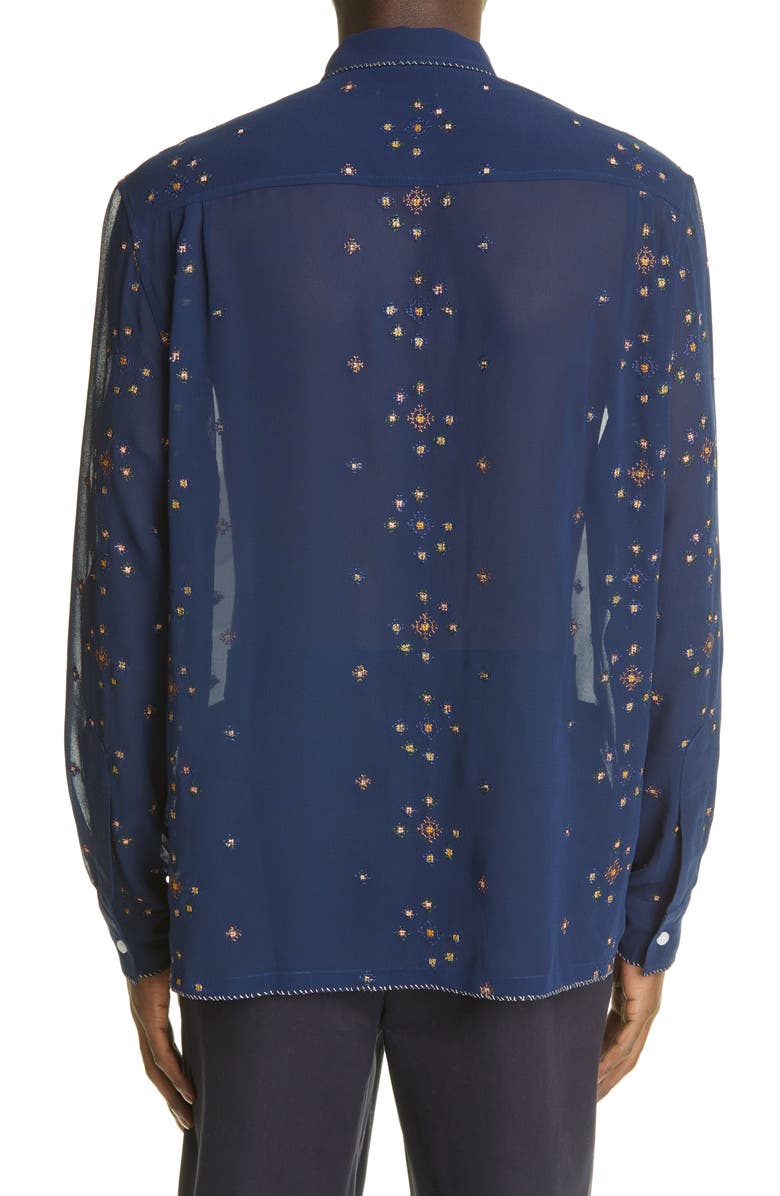 Bode x Marcus Paul Star Cross Stitch Button-Up Shirt, Alternate, color,